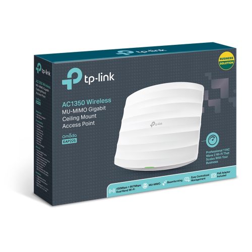 TP-LINK (EAP225) Omada AC1350 (867+450) Dual Band Wireless Ceiling Mount Access Point, PoE, GB LAN, Clusterable, MU-MIMO, Free Software