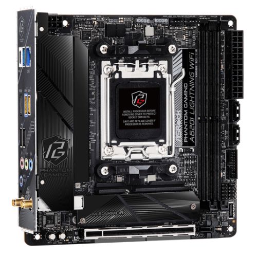 Asrock A620I LIGHTNING WIFI, AMD A620, AM5, Mini ITX, 2 DDR5, HDMI, Wi-Fi 6E, 2.5G LAN, 2x M.2