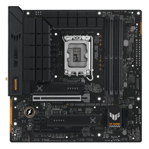 Asus TUF GAMING B760M-BTF WIFI D4, Intel B760, 1700, Micro ATX, 4 DDR4, HDMI, DP, Wi-Fi 6, 2.5G LAN, PCIe5, 3x M.2 *Requires a BTF Compatible Chassis*