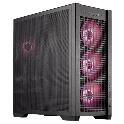 Asus TUF Gaming GT302 ARGB Case w/ Glass Window, E-ATX, 4x ARGB Fans, Interchangeable Side Panel, USB-C, Asus BTF Compatible, Black