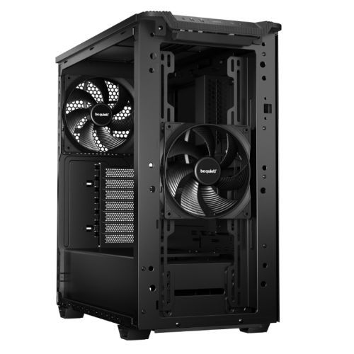 Be Quiet! Pure Base 501 Airflow Window Gaming Case w/ Glass Side, ATX, Compact Design, 2 Pure Wings 3 Fans, High Airflow Front & Top, USB-C, Black