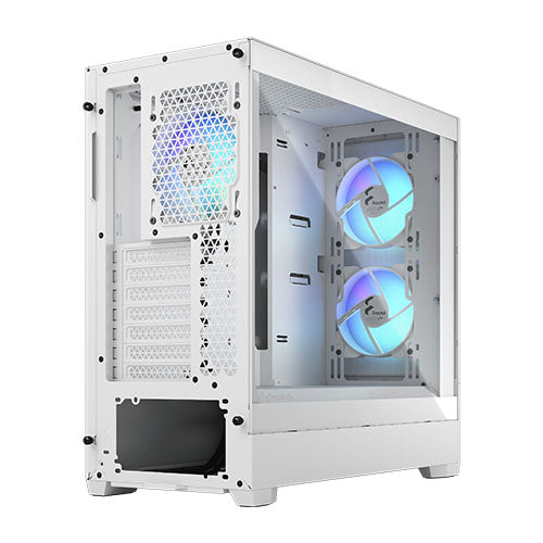 Fractal Design Pop Air RGB (White TG) Gaming Case w/ Clear Glass Window, ATX, Hexagonal Mesh Front, 3 RGB Fans & ARGB Controller