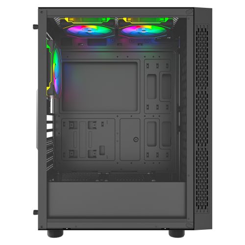Vida Apeiron Black ARGB Gaming Case w/ Glass Side & Infinity Effect Front, ATX, 3x ARGB PWM Fans, 6-Port Fan Hub & Remote Control