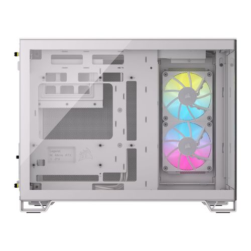 Corsair 2500X RGB Dual Chamber Gaming Case w/ Glass Side & Front, Micro ATX, 2x RGB Fans, Mesh Panels, USB-C, Asus BTF Compatible, White