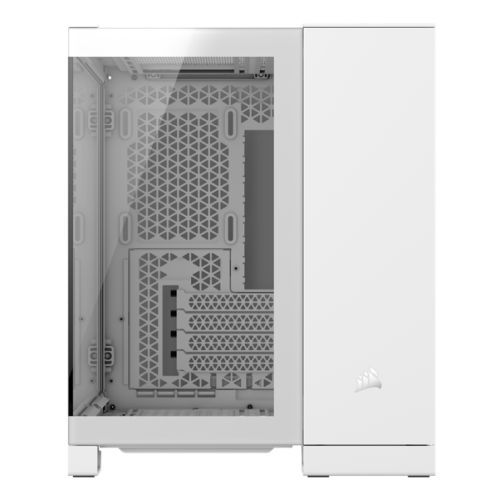 Corsair 2500X RGB Dual Chamber Gaming Case w/ Glass Side & Front, Micro ATX, 2x RGB Fans, Mesh Panels, USB-C, Asus BTF Compatible, White