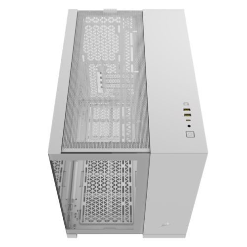 Corsair 2500X RGB Dual Chamber Gaming Case w/ Glass Side & Front, Micro ATX, 2x RGB Fans, Mesh Panels, USB-C, Asus BTF Compatible, White