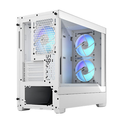 Fractal Design Pop Mini Air RGB (White TG) Gaming Case w/ Clear Glass Window, Micro ATX, Hexagonal Mesh Front, 3 RGB Fans & ARGB Controller