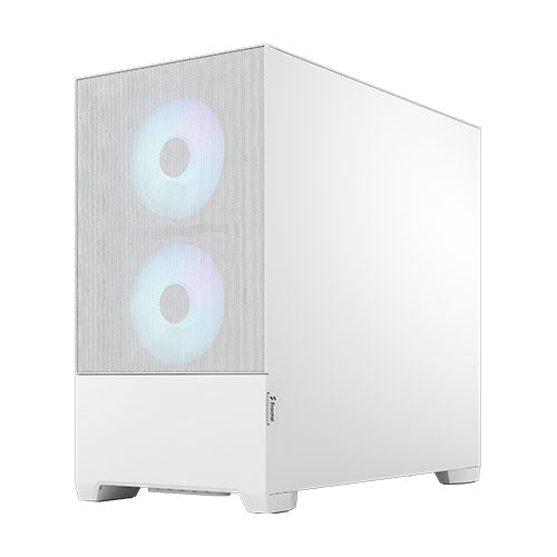 Fractal Design Pop Mini Air RGB (White TG) Gaming Case w/ Clear Glass Window, Micro ATX, Hexagonal Mesh Front, 3 RGB Fans & ARGB Controller
