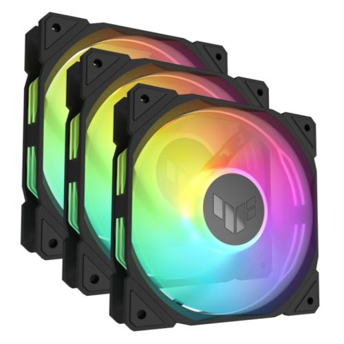 Asus TUF Gaming TR120 ARGB Reverse Blade 12cm PWM Case Fans (3 Pack), Hydraulic Bearing, 28mm Frame, Double-layer LED Matrix Design, 2000 RPM, Black