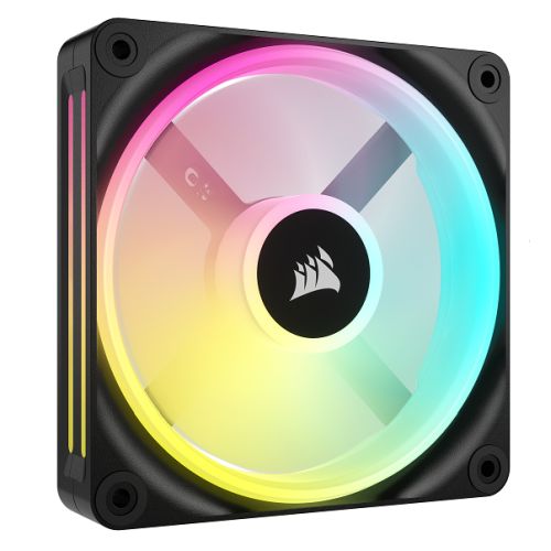 Corsair iCUE LINK QX120 12cm PWM RGB Case Fans (3 Pack), 34 RGB LEDs, Magnetic Dome Bearing, 2400 RPM, iCUE LINK Hub Included, Black
