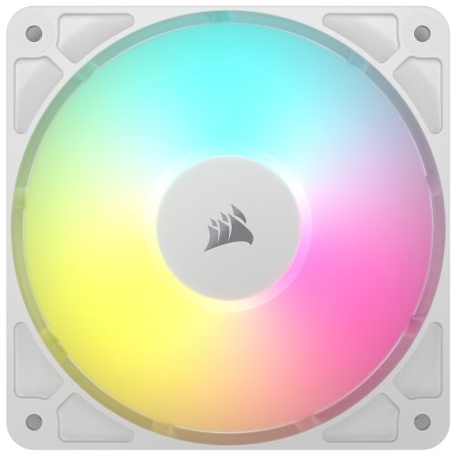 Corsair RS120 ARGB PWM 12cm Case Fan, Magnetic Dome Bearing, Daisy-Chain 4-Pin, 2100 RPM, AirGuide Tech, White