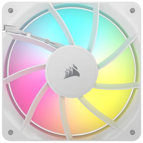 Corsair RS120 ARGB PWM 12cm Case Fan, Magnetic Dome Bearing, Daisy-Chain 4-Pin, 2100 RPM, AirGuide Tech, White