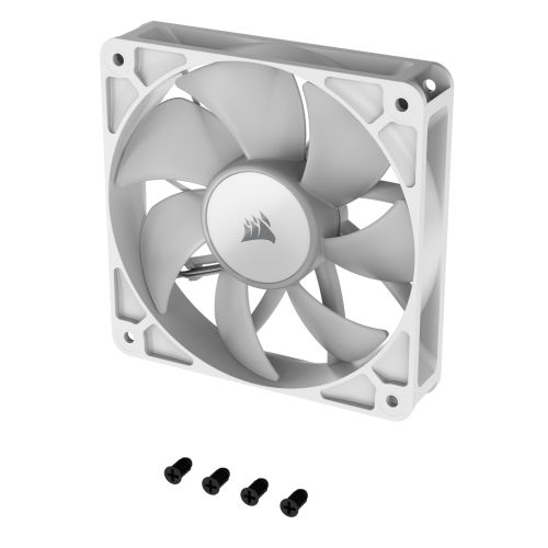 Corsair RS120 ARGB PWM 12cm Case Fan, Magnetic Dome Bearing, Daisy-Chain 4-Pin, 2100 RPM, AirGuide Tech, White