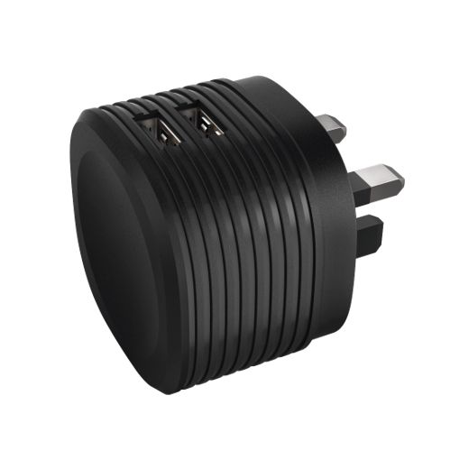 Hama Dual USB-A Wall Plug Charger, 2 x USB-A, UK Plug, 2.4A