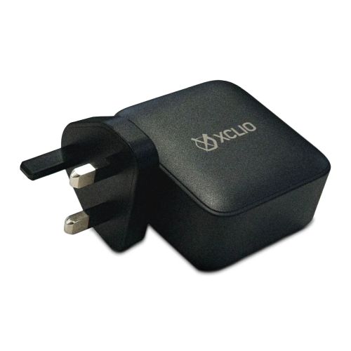 Xclio (XC-W240W-G) 3-pin Wall Plug USB GaN III Charger, 2x 140W USB-C, 1x 30W USB-C, 1 x USB A, QC3.0, PD3.1