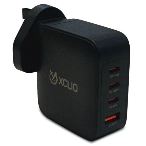 Xclio (XC-W240W-G) 3-pin Wall Plug USB GaN III Charger, 2x 140W USB-C, 1x 30W USB-C, 1 x USB A, QC3.0, PD3.1