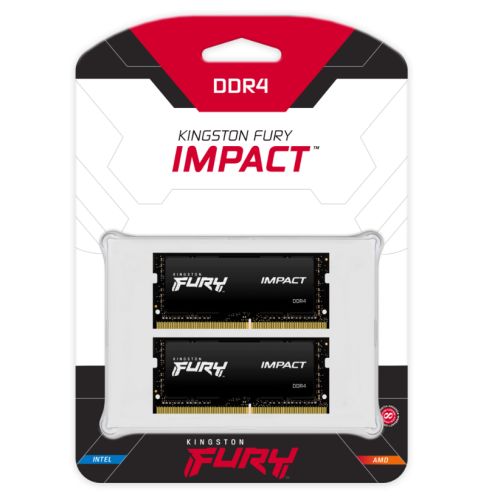 Kingston Fury Impact 32GB Kit (2 x 16GB), DDR4, 3200MHz (PC4-25600), CL20, XMP, SODIMM Memory