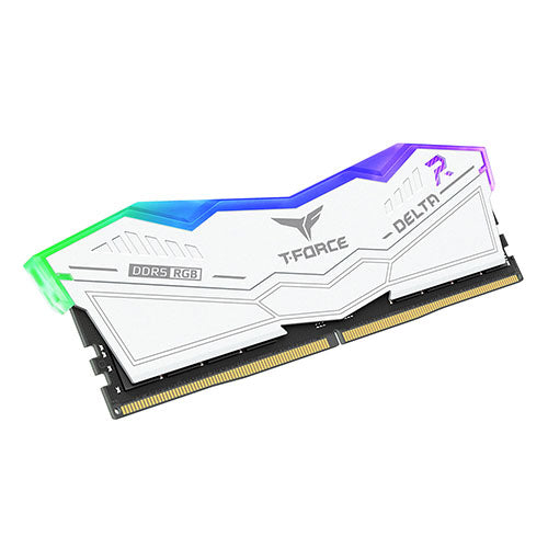 Team T-Force Delta RGB 32GB Kit (2 x 16GB), DDR5, 6000MHz (PC5-48000), CL30, ECC, AMD EXPO & XMP 3.0, PMIC, DIMM Memory, White