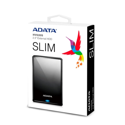 ADATA 2TB HV620S Slim External Hard Drive, 2.5", USB 3.2, 11.5mm Thick, Black