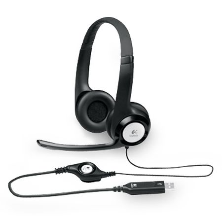 Logitech H390 USB Headset with Boom Microphone, In-line Controls, Enhanced Digital Audio, Padded Headband & Earcups