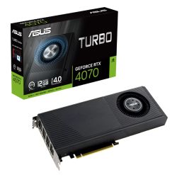 Asus TURBO RTX4070, PCIe4, 12GB DDR6X, HDMI, 3 DP, 2475MHz Clock