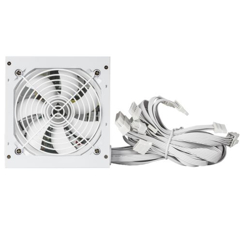 Vida Lite 650W ATX PSU, Fluid Dynamic Ultra-Quiet Fan, PCIe, Flat White Cables, Power Lead Not Included, White