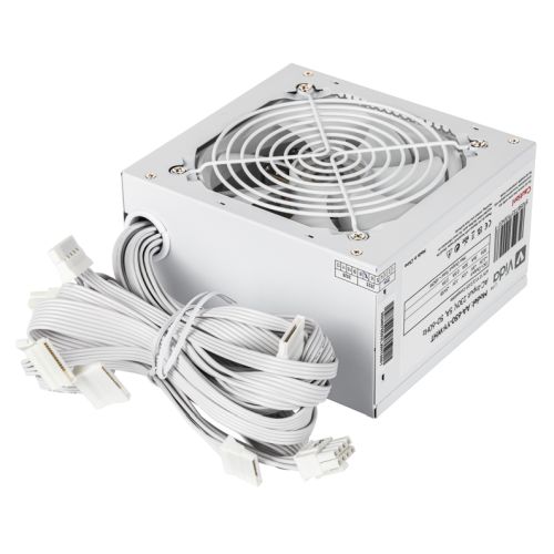 Vida Lite 650W ATX PSU, Fluid Dynamic Ultra-Quiet Fan, PCIe, Flat White Cables, Power Lead Not Included, White
