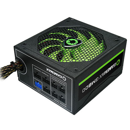 GameMax 800W GM800 PSU, Semi-Modular, 14cm Fan, 80+ Bronze, Black Mesh Cables, Power Lead Not Included