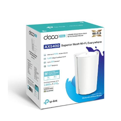 TP-LINK (DECO X73-DSL) VDSL Whole Home Mesh Wi-Fi 6 Router, Single Unit, Dual Band AX5400, 3 RJ11, OFDMA & MU-MIMO