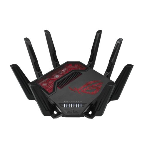 Asus (ROG Rapture GT-BE19000) BE19000 Tri-Band Wi-Fi 7 Gaming Router, 2x 10G Ports, 2.5G WAN, Game Acceleration, AiMesh, RGB Lighting