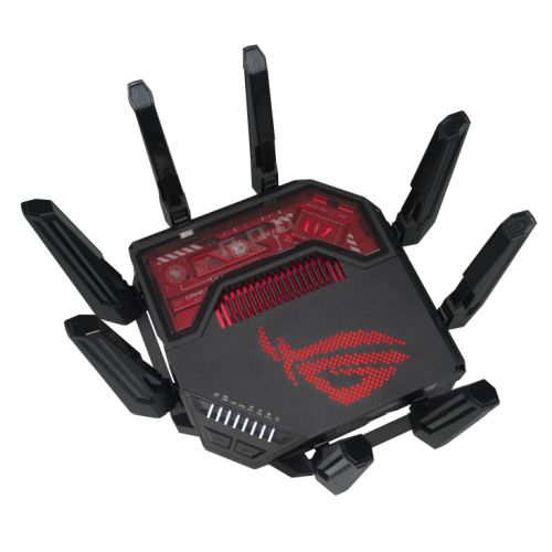 Asus (ROG Rapture GT-BE19000) BE19000 Tri-Band Wi-Fi 7 Gaming Router, 2x 10G Ports, 2.5G WAN, Game Acceleration, AiMesh, RGB Lighting
