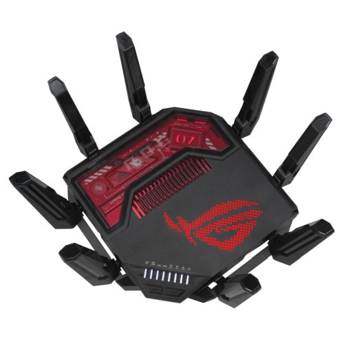 Asus (ROG Rapture GT-BE19000) BE19000 Tri-Band Wi-Fi 7 Gaming Router, 2x 10G Ports, 2.5G WAN, Game Acceleration, AiMesh, RGB Lighting