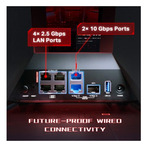 TP-LINK (Archer GE800) BE19000 Tri-Band Wi-Fi 7 Gaming Router, 2x10G Ports, USB, Game Panel & Acceleration, RGB Lighting, EasyMesh