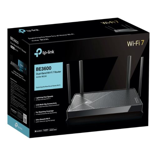 TP-LINK (Archer BE230) BE3600 Dual Band Wi-Fi 7 Router, MLO, 2.5G LAN, 2.5G WAN, USB, EasyMesh Compatible