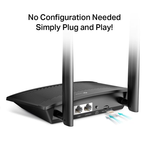 TP-LINK (TL-MR100) 300Mbps Wireless N 4G LTE Router, 1 LAN, 1 LAN/WAN, Detachable Antennas