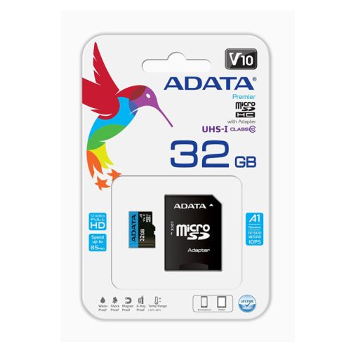 ADATA 32GB Premier Micro SD Card with SD Adapter, UHS-I Class 10, A1 App Performance, 85MB/s