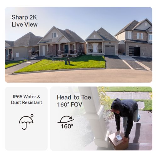 TP-LINK (TAPO D210) Smart Battery 2K 3MP Video Doorbell Camera w/ Chime, 6-Month Battery, Night Vision, AI Detection & Notification