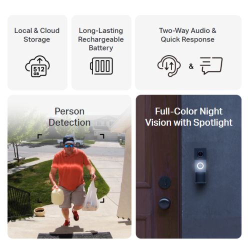TP-LINK (TAPO D210) Smart Battery 2K 3MP Video Doorbell Camera w/ Chime, 6-Month Battery, Night Vision, AI Detection & Notification