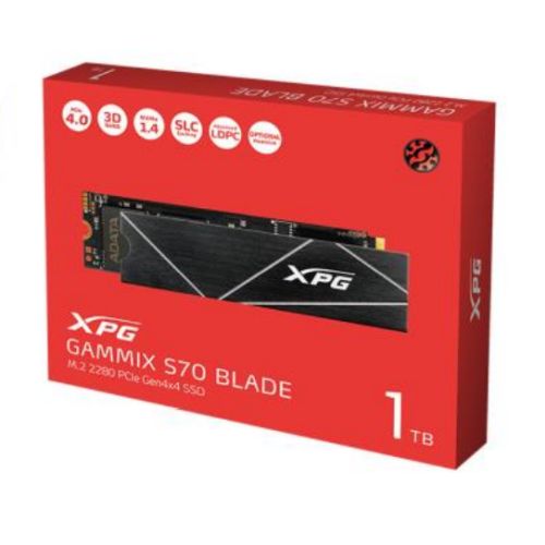 ADATA 1TB XPG GAMMIX S70 Blade M.2 NVMe SSD, M.2 2280, PCIe 4.0, 3D NAND, R/W 7400/5500 MB/s, 740K/740K IOPS