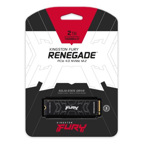 Kingston 2TB Fury Renegade M.2 NVMe SSD, M.2 2280, PCIe4, 3D TLC NAND, R/W 7300/7000 MB/s, 1M/1M IOPS, Aluminium Heatspreader