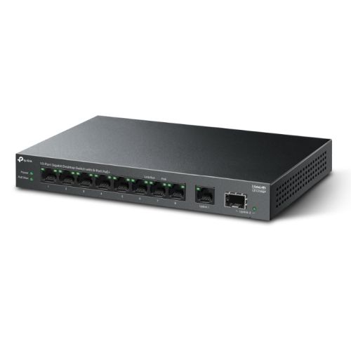 TP-LINK (LS1210GP) 10-Port Gigabit Desktop LiteWave Switch with 8-Port PoE+, GB SFP Port
