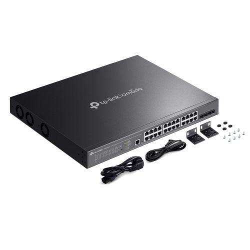 TP-LINK (SG3428XMPP) Omada 24-Port Gigabit and 4-Port 10GE SFP+ L2+ Managed Switch with 16-Port PoE+ & 8-Port PoE++ Rackmountable
