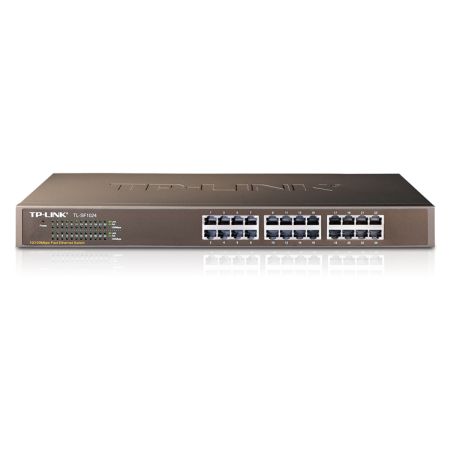 TP-LINK (TL-SF1024) 24-Port 10/100Mbps Unmanaged Rackmount Switch, Steel Case