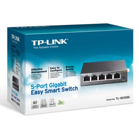 TP-LINK (TL-SG105E) 5-Port Gigabit Easy Smart Switch, Steel Case