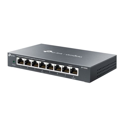 TP-LINK (RP108GE) 8-Port Gigabit Managed Reverse PoE Switch, 7 PoE Input & 1 PoE Output, DC Output, Metal Casing
