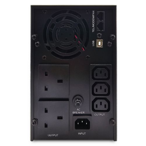 Armour 2000VA UPS, 1600W, LCD Display, 2x UK Plug, 2x RJ45, 3x IEC, USB, Brown Box