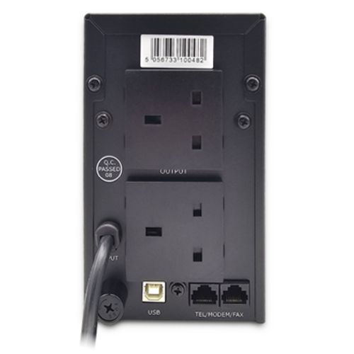 Armour 650VA UPS, 390W, LED Indicators, 2x UK Plug, 2x RJ45, USB