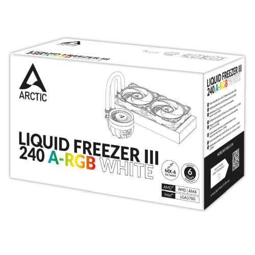 Arctic Liquid Freezer III A-RGB 240mm Liquid CPU Cooler, P12 PWM PST ARGB Fans & ARGB PWM Controlled Pump, White