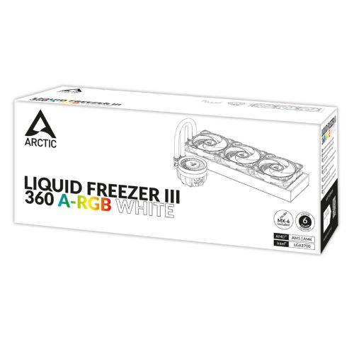 Arctic Liquid Freezer III A-RGB 360mm Liquid CPU Cooler, P12 PWM PST ARGB Fans & ARGB PWM Controlled Pump, White