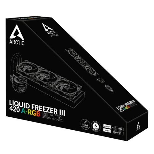 Arctic Liquid Freezer III A-RGB 420mm Liquid CPU Cooler, P14 PWM PST ARGB Fans & ARGB PWM Controlled Pump, Black